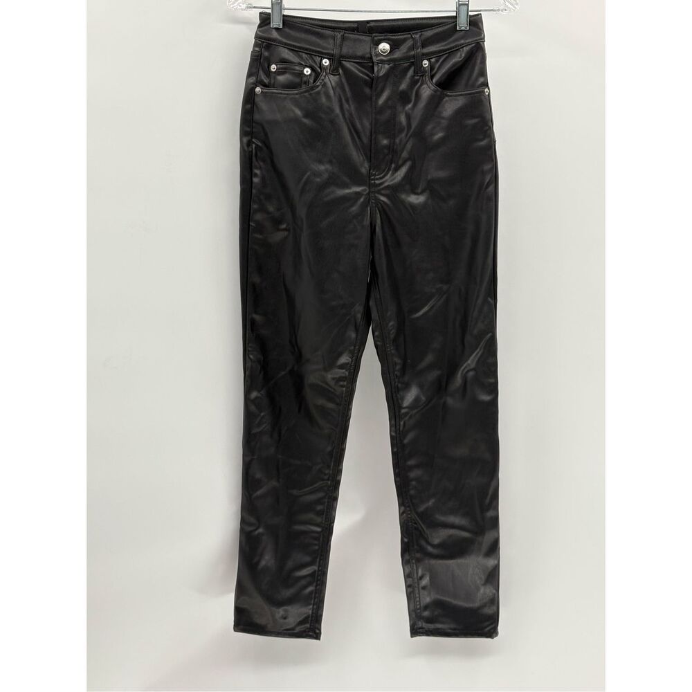 Divided Faux Leather Pants Women Size 4‎ Black Straight Leg